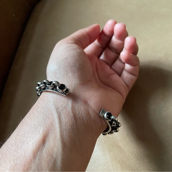 Elizabeth Cole chain cuff bracelet bangle silver layering minimal - Picture 5 of 8